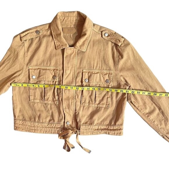 Blank NYC Women Jacket Medium Size Buff Twill Utility Beige Cotton Pockets - Picture 12 of 13